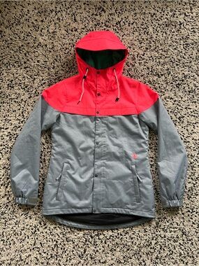 Volcom EQS Snowboarding Jacket Pink Grey Full Zip 8000mm Women’s Large